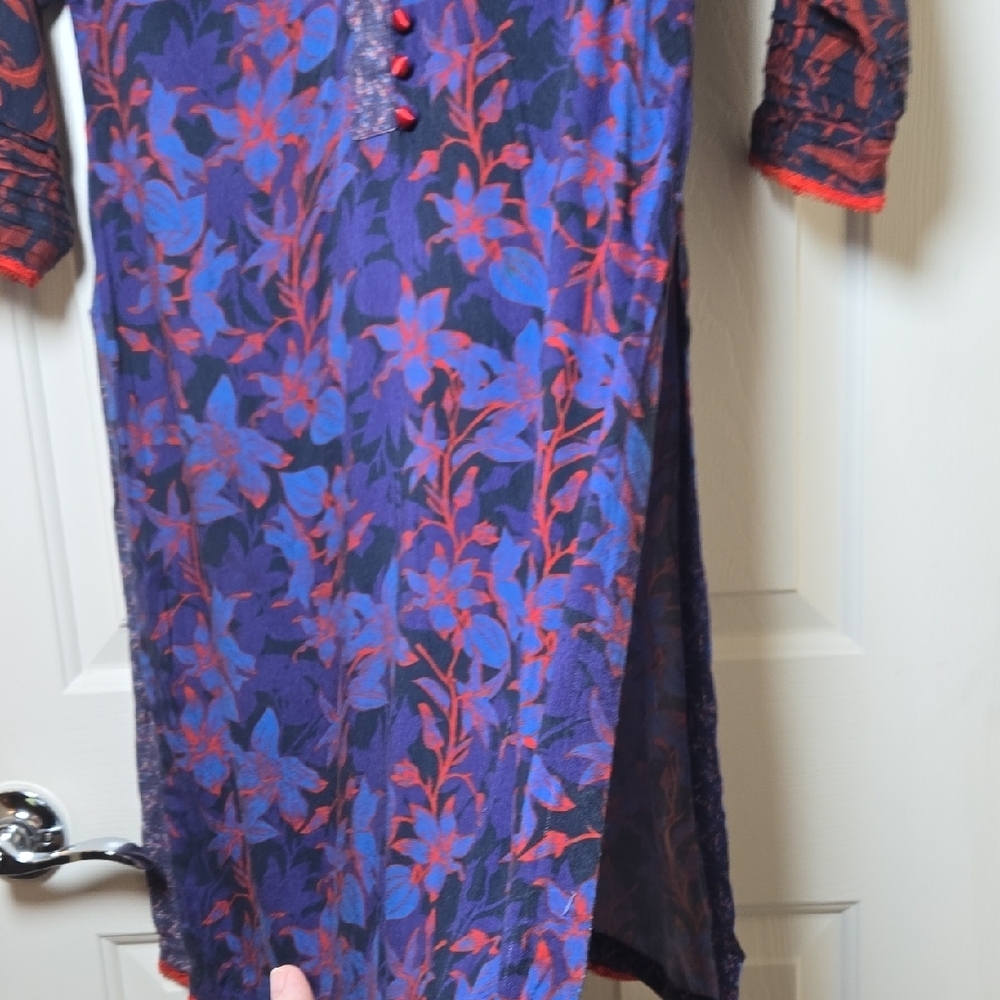 Hand Crafted Beautiful Tunic L Exotic Soft Elegant boho chic WHIMSY Artsy INDO - Picture 8 of 17